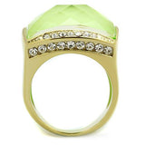 IP Gold(Ion Plating) Stainless Steel Ring with Synthetic Synthetic Stone in Apple Green color