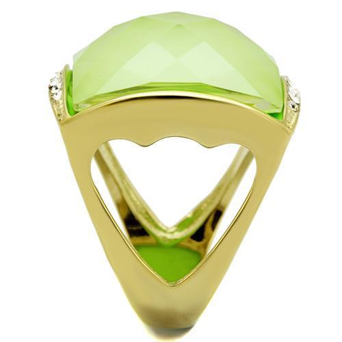 IP Gold(Ion Plating) Stainless Steel Ring with Synthetic Synthetic Stone in Apple Green color