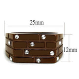 IP Coffee light Stainless Steel Ring with Top Grade Crystal  in Clear