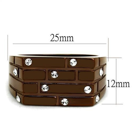 IP Coffee light Stainless Steel Ring with Top Grade Crystal  in Clear