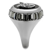 High polished (no plating) Stainless Steel Ring with Top Grade Crystal  in Jet