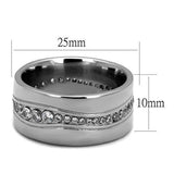 High polished (no plating) Stainless Steel Ring with AAA Grade CZ  in Clear