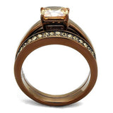 IP Coffee light Stainless Steel Ring with AAA Grade CZ  in Champagne