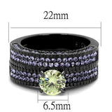 IP Light Black  (IP Gun) Stainless Steel Ring with AAA Grade CZ  in Apple Green color