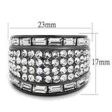 IP Light Black  (IP Gun) Stainless Steel Ring with Top Grade Crystal  in Clear