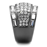 IP Light Black  (IP Gun) Stainless Steel Ring with Top Grade Crystal  in Clear