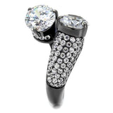 IP Light Black  (IP Gun) Stainless Steel Ring with AAA Grade CZ  in Clear