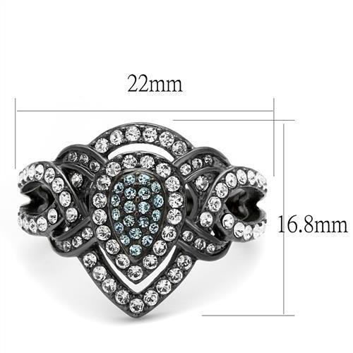 IP Light Black  (IP Gun) Stainless Steel Ring with Top Grade Crystal  in Multi Color