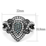 IP Light Black  (IP Gun) Stainless Steel Ring with Top Grade Crystal  in Multi Color