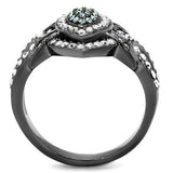 IP Light Black  (IP Gun) Stainless Steel Ring with Top Grade Crystal  in Multi Color