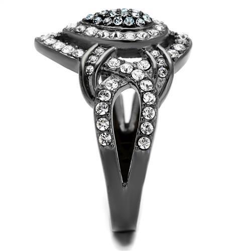 IP Light Black  (IP Gun) Stainless Steel Ring with Top Grade Crystal  in Multi Color