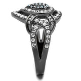 IP Light Black  (IP Gun) Stainless Steel Ring with Top Grade Crystal  in Multi Color