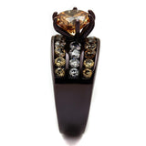 IP Dark Brown (IP coffee) Stainless Steel Ring with AAA Grade CZ  in Champagne