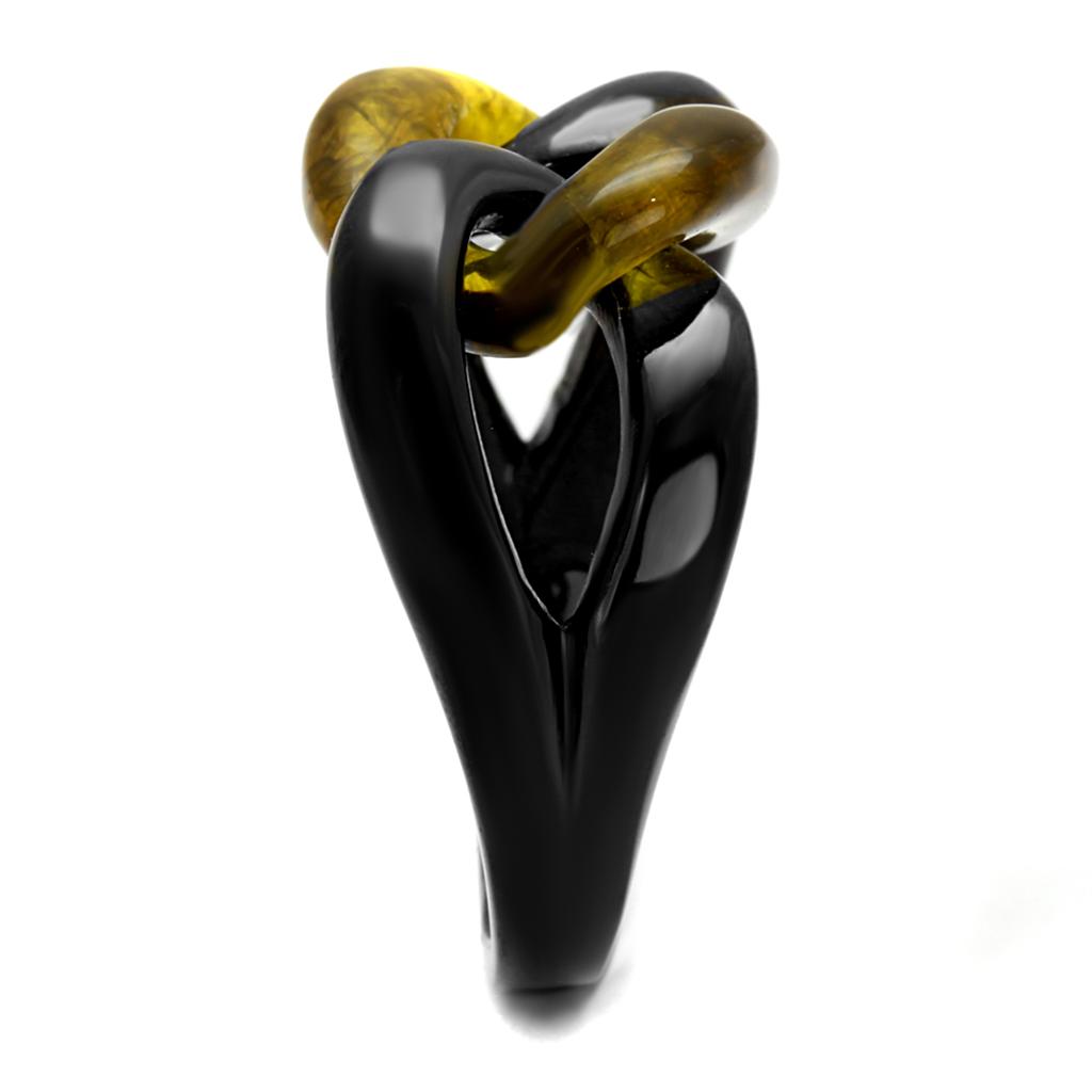 IP Black(Ion Plating) Stainless Steel Ring with Synthetic Synthetic Stone in Topaz