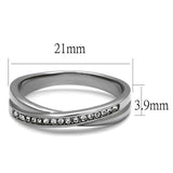 High polished (no plating) Stainless Steel Ring with Top Grade Crystal  in Clear
