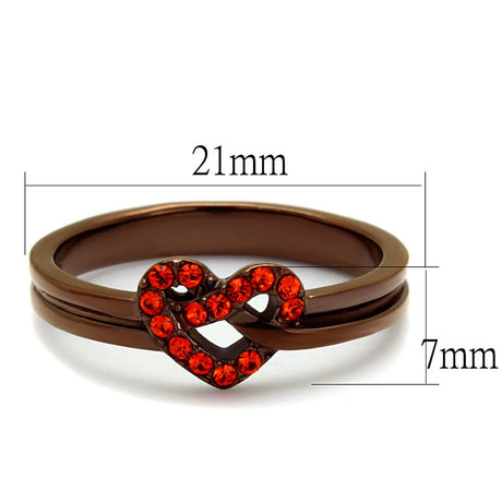 IP Coffee light Stainless Steel Ring with Top Grade Crystal  in Orange