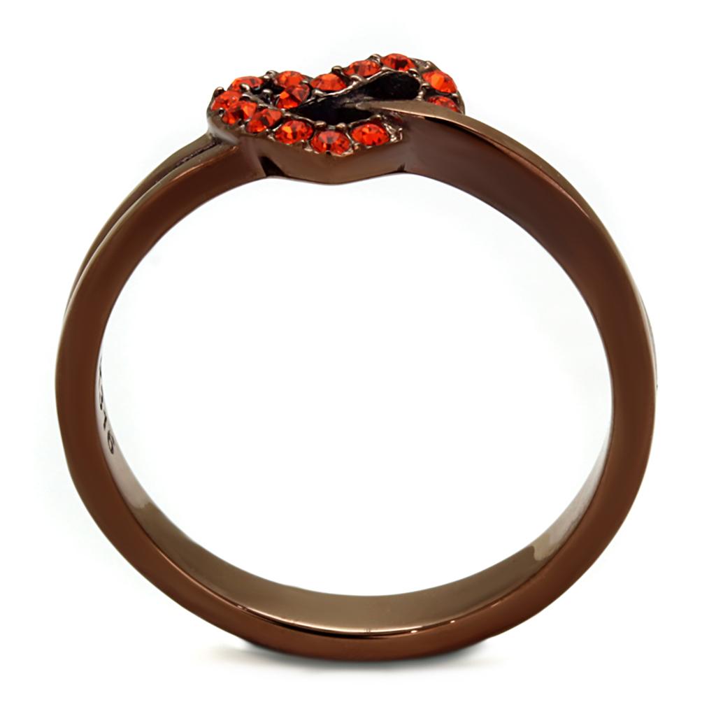 IP Coffee light Stainless Steel Ring with Top Grade Crystal  in Orange