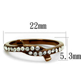 IP Coffee light Stainless Steel Ring with Top Grade Crystal  in Clear