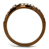 IP Coffee light Stainless Steel Ring with Top Grade Crystal  in Clear