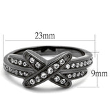IP Light Black  (IP Gun) Stainless Steel Ring with AAA Grade CZ  in Clear