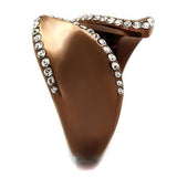 IP Coffee light Stainless Steel Ring with Top Grade Crystal  in Clear