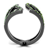 IP Light Black  (IP Gun) Stainless Steel Ring with Top Grade Crystal  in Multi Color