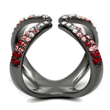 IP Light Black  (IP Gun) Stainless Steel Ring with Top Grade Crystal  in Multi Color