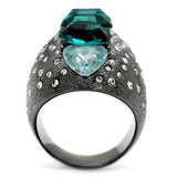 IP Light Black  (IP Gun) Stainless Steel Ring with Top Grade Crystal  in Multi Color