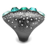 IP Light Black  (IP Gun) Stainless Steel Ring with Top Grade Crystal  in Multi Color