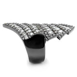 IP Light Black  (IP Gun) Stainless Steel Ring with AAA Grade CZ  in Clear