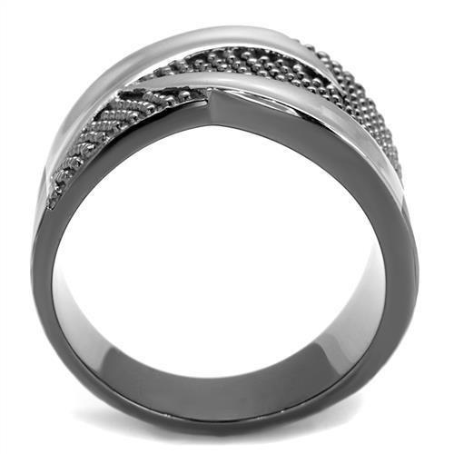 Two Tone IP Light Black (IP Gun) Stainless Steel Ring with No Stone