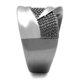 Two Tone IP Light Black (IP Gun) Stainless Steel Ring with No Stone