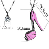 IP Light Black  (IP Gun) Stainless Steel Chain Pendant with Top Grade Crystal  in Clear