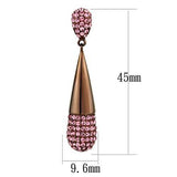 IP Coffee light Stainless Steel Earrings with Top Grade Crystal  in Light Peach