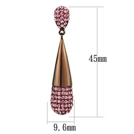 IP Coffee light Stainless Steel Earrings with Top Grade Crystal  in Light Peach