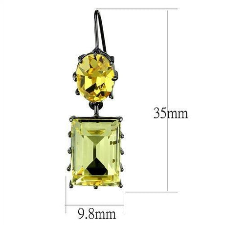 IP Light Black  (IP Gun) Stainless Steel Earrings with Top Grade Crystal  in Multi Color