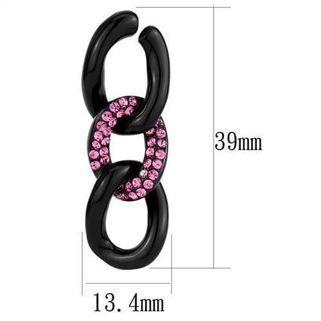 IP Black(Ion Plating) Stainless Steel Earrings with Top Grade Crystal  in Light Peach