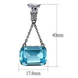 IP Light Black  (IP Gun) Stainless Steel Earrings with Top Grade Crystal  in Sea Blue
