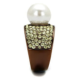 IP Coffee light Stainless Steel Ring with Synthetic Pearl in White