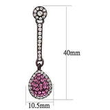 IP Dark Brown (IP coffee) Stainless Steel Earrings with Top Grade Crystal  in Rose