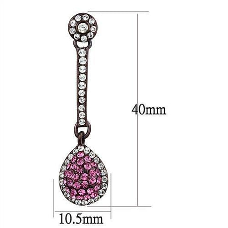 IP Dark Brown (IP coffee) Stainless Steel Earrings with Top Grade Crystal  in Rose