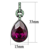 IP Light Black  (IP Gun) Stainless Steel Earrings with Top Grade Crystal  in Fuchsia