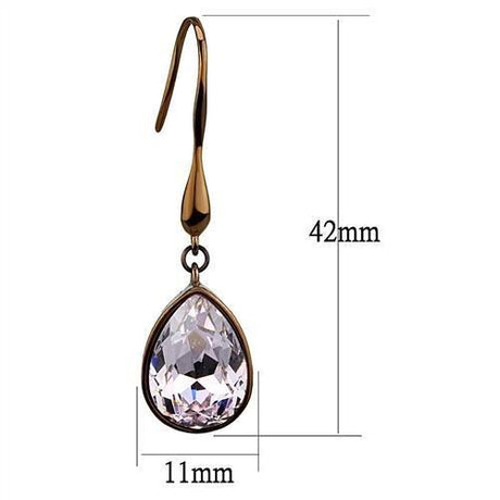 IP Coffee light Stainless Steel Earrings with Top Grade Crystal  in Light Peach