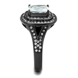 IP Light Black  (IP Gun) Stainless Steel Ring with AAA Grade CZ  in Clear