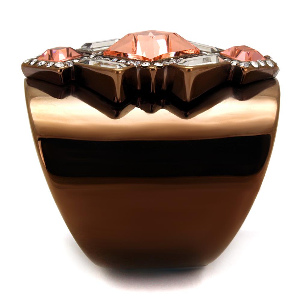IP Coffee light Stainless Steel Ring with Top Grade Crystal  in Rose