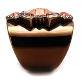 IP Coffee light Stainless Steel Ring with Top Grade Crystal  in Rose