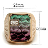 IP Rose Gold(Ion Plating) Stainless Steel Ring with Leather  in Multi Color