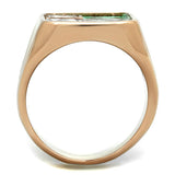 IP Rose Gold(Ion Plating) Stainless Steel Ring with Leather  in Multi Color