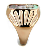 IP Rose Gold(Ion Plating) Stainless Steel Ring with Leather  in Multi Color