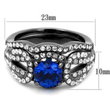 IP Light Black  (IP Gun) Stainless Steel Ring with Synthetic Spinel in London Blue